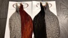 Grade 1 Split Black/Grizzly Capes Root River Hackle- UTSOLGT! thumbnail