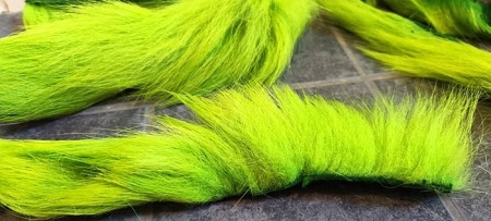 Isbjørnhår av orange, fluo green, green highlander, light blue er ferdig farget! 