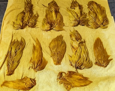 Banana marabou patches, hen cape ble farget! 